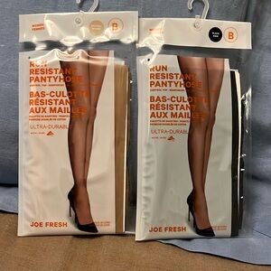 Joe Fresh Run Resistant Pantyhose - Size B - 2 Pairs (1 Nude, 1 Black)